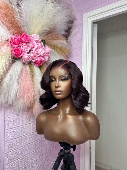 The Ines 5x5 Glueless burgundy short wig